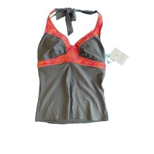 ATHLETA VENTANA‎ BRA CUP HALTER TANKINI 36D/DD Tall Grey  Top Underwire Swim